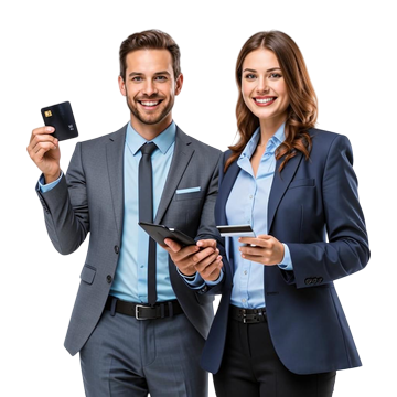 Счастливая пара с телефонами